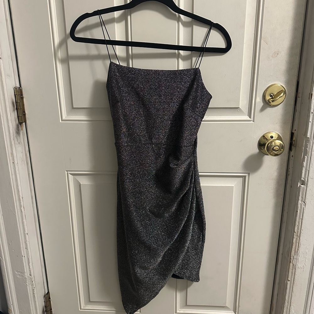 Windsor Black Asymmetrical Glitter Dress